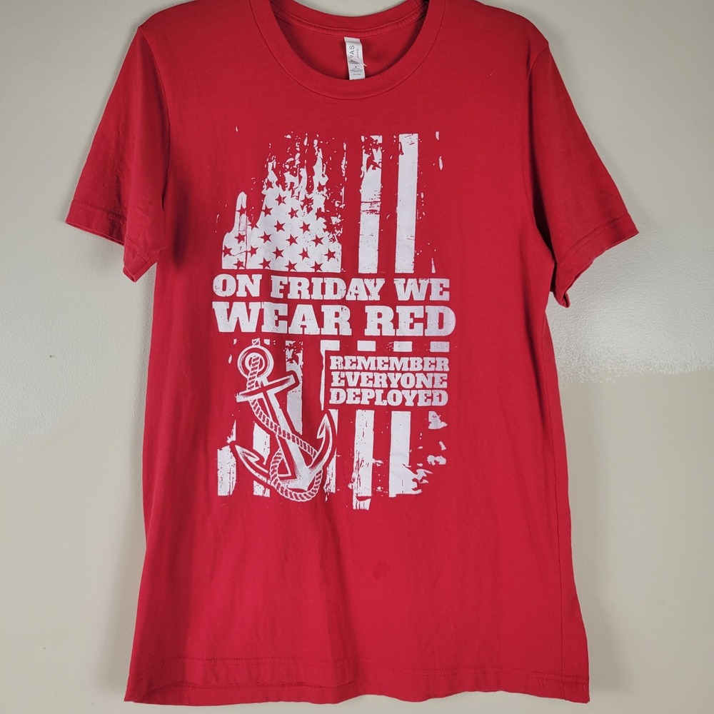 Red Friday Shirt Remember Everyone Deployed Military Support Medium‎
